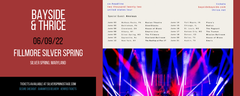 Bayside & Thrice at Fillmore Silver Spring tickets Bayside & Thrice at Fillmore Silver Spring